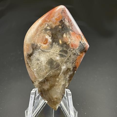Rare Black and Red Orange Cabochon Kite